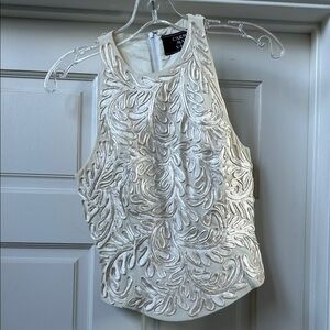 Carmen Marc Valvo Cream Embroidered Blouse, size 2